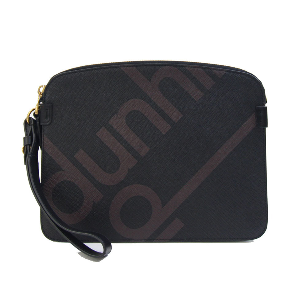 Dunhill Clutch Bag, Luggage Canvas, Black/Dark Brown Leather, Second Bag with...
